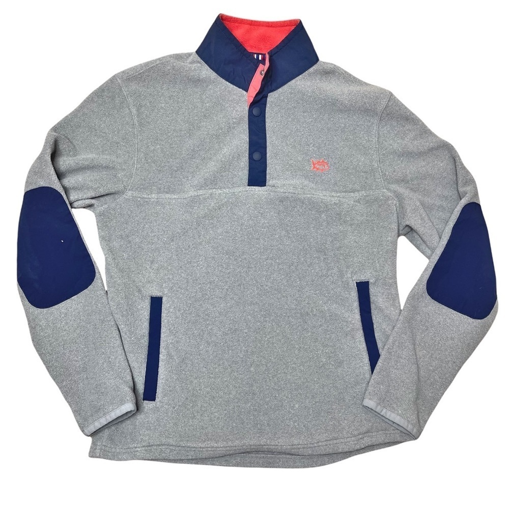 Southern Tide Gray‎ Fleece Quarter Button Pullover